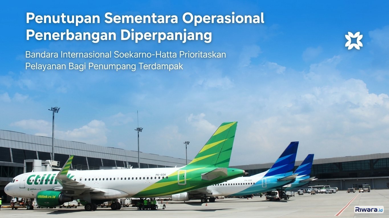 Pengumuman penutupan Bandara Soekarno-Hatta akibat erupsi Gunung Anak Krakatau